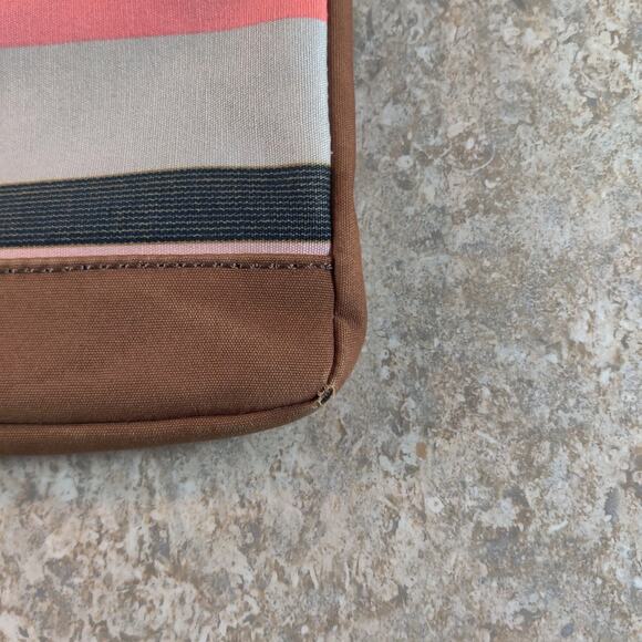 Fossil Purse Pink Striped Canvas Messenger Crossbody Bag Pink Brown White - Picture 6 of 10